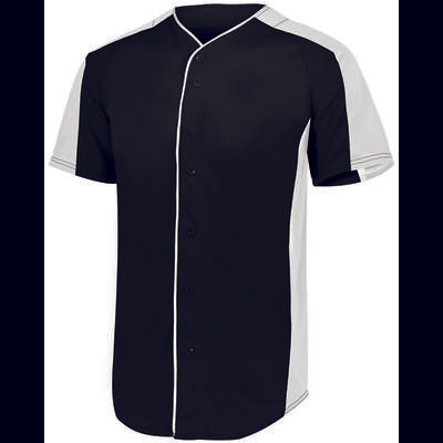 Augusta Sportswear 1656 Athletic Youth Full-Button Baseball Jersey T-Shirt in Black/White size Medium | Polyester