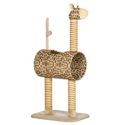TEMU Cat Tree For Indoor Cats Cute Giraffe Kitten W/ Scratching Posts, Tunnel, Toy Ball, 48.5 X 34.5 X 101cm - Beige