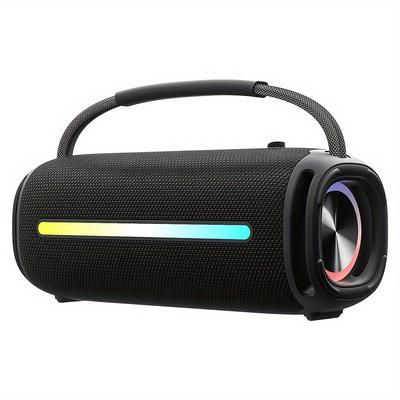 TEMU Update 50w Wireless Speaker - Portable Waterproof Speakers, Powerful Sound And Deep Bass, Support U Disk/tf Card Play, Fm Radio Speaker With Led Lights - For Party, Camping