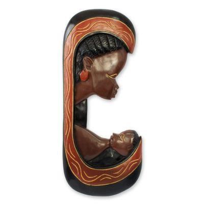 Motherly Love,'African Wood Wall Sculpture'