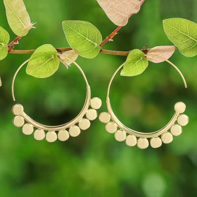 'Abstract 18k Gold-Plated Half-Hoop Earrings from Thailand'