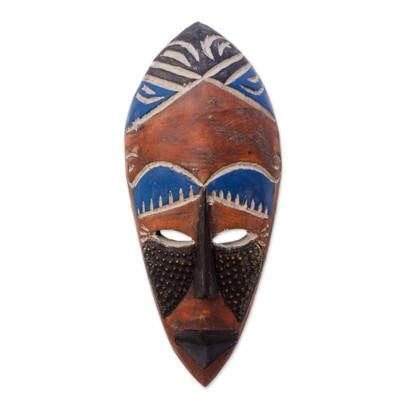 Rise and Conquer,'African Wood Wall Mask with Embossed Aluminum'