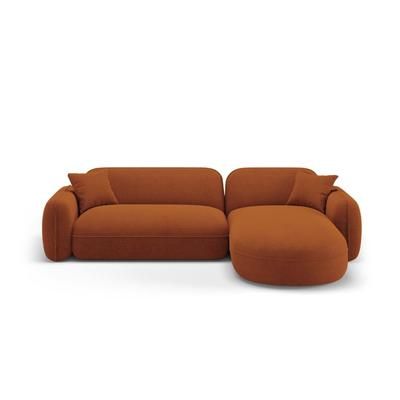 Divano angolare modulare destro 4 posti in velluto terracotta
