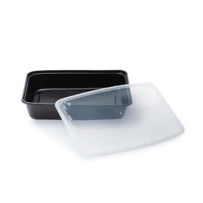 CuBE Packaging CR-1284B-V 84 oz Rectangular Container w/ Lid - Plastic, Black