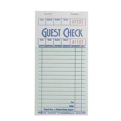 National Checking Company G3616SP Guest Check - (1) Part Booked, (16) Lines, Green