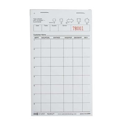 National Checking Company 4716WP Guest Check - (1) Part Booked, (8) Lines, White