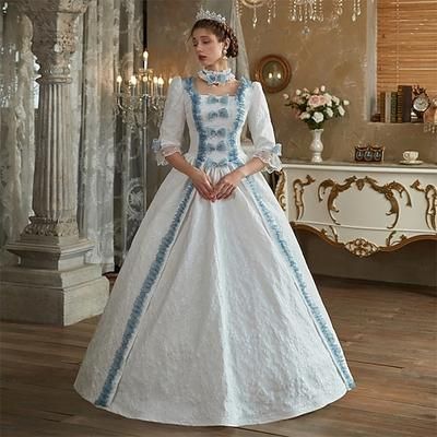 Rococò Vittoriano Ispirato al vintage Vestito Parrucche cosplay Costume da festa Principessa Shakespeare Tinta unica Abito da ballo Costume Per donna Halloween Carnevale San Valentino Festa serale