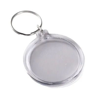 A Pack(100pcs) of Circle Keychain Blank Transparent Plastic Acrylic Id Key Chain With