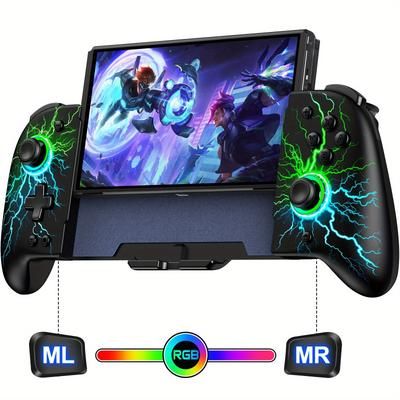 TEMU Controller For Switch/oled, One-piece Ergonomic Switch Controller With 9 Lights Color, Wireless Switch Remote Handheld Mode, For Christmas Gift, Halloween Gifts