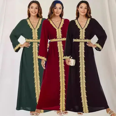 Party Dress Ramadan Long Robe Muslim Vestidos Sashes Abaya Dubai Arabic Morocco Jalabiya Eid Women Dresses Modest Saudi Abayas