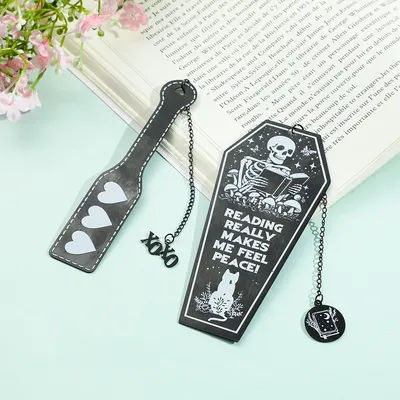 Skeleton Man Reading Bookmark Black Plated Metal Bookmark for Men Women Reading Marker Surprise Gift for Teacher Friend