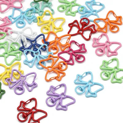 3/6/9pcs Bow tie shape Snap Hook Colorful Lobster Key Clasps Dolls/Label Connector Baking Paint For Jewelry Making DIY Findings