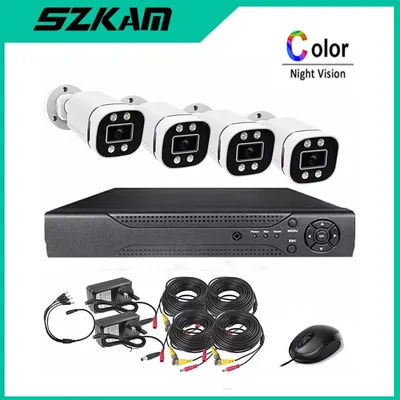 AI Color Night Vision 4CH 1080P 5MP 8MP 4K AHD DVR Kit Waterproof Bullet Analog Camera Surveillance Outdoor Security CCTV System