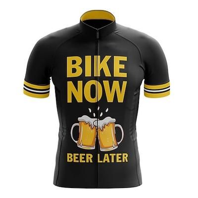Per uomo Maglia da Ciclismo Birra Manica Corta Bicicletta Top con 3 tasche posteriori Mountain Bike MTB Ciclismo su strada Asciugatura Rapida Strisce Riflettenti Tasca Posteriore Traspirante Gli sport