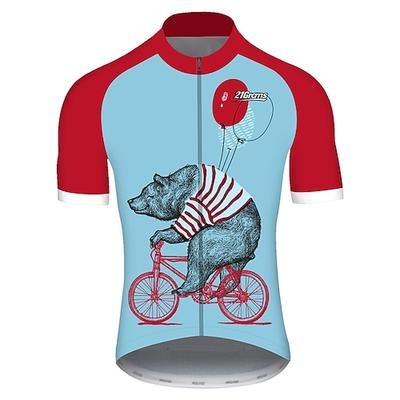 Per uomo Maglia da Ciclismo Animale Orso A Motivi Manica Corta Bicicletta Maglia Top con 3 tasche posteriori Mountain Bike MTB Ciclismo su strada Resistente ai Raggi UV Ciclismo Asciugatura Rapida