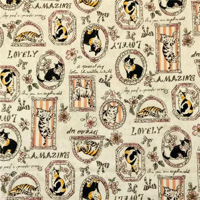 Cadre Photo chat 100% coton imprimé, tissu à coudre pour bricolage, textile de maison, robe de bébé,