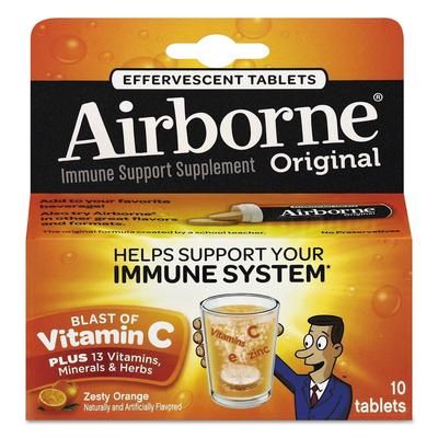 Airborne® 30004CT Immune Support Effervescent Tablet, Zesty Orange, 10/Box, 72 Box/Carton - Case of 72 Boxes REC30004