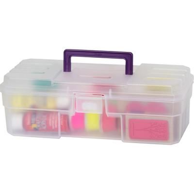 Akro-Mills 09912CLPUR Supply Box, 6 x12 x4 , Plastic, Clear/Purple AKM09912CLPUR