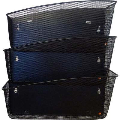 ALBA MESHFILEN Mesh Wall File Set - 3 Pocket(s) - Compartment Size 6.69" x 13.78" x 4.72" - 15.9" Height4.7" Depth x 13.8", Black - Steel, Metal ABAME