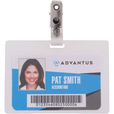Advantus 97101 Card Holders, Self-Laminating, Horizontal 3-1/2" x 2-1/4" Insert, 25/PK, Clear - Pack of 25 AVT97101