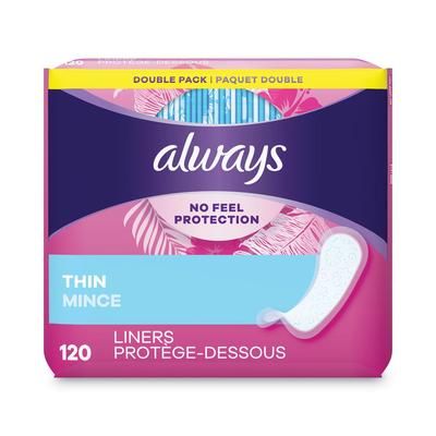 Always® 10796 Daily Panty Liners, Thin Regular, Unscented, 120 Per Box, 6/Case, 720 Total - Case of 6 PGC10796