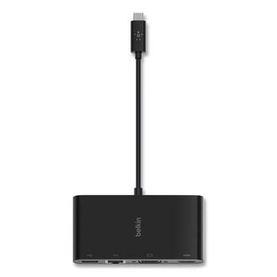 Belkin AVC005BKBL USB-C Multimedia Adapter, HDMI; Ethernet; USB-A; USB-C; VGA, 4.33", Black BLKAVC005BKBL