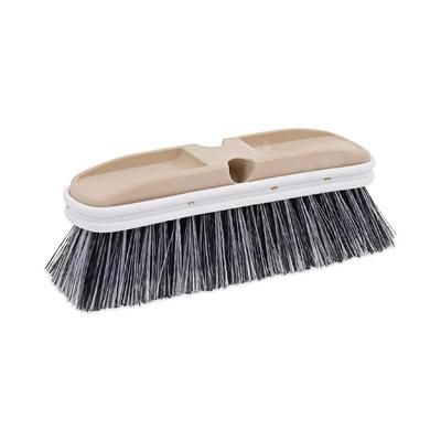 Boardwalk BRU 8410 Polystyrene Vehicle Brush with Vinyl Bumper, Black/White Polystyrene Bristles, 10" Brush BWK8410