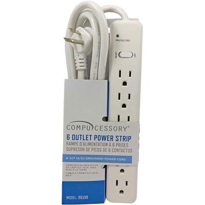 Compucessory 55155 6 Outlet Power Strip, Built in Circuit Breaker, 6 Cord