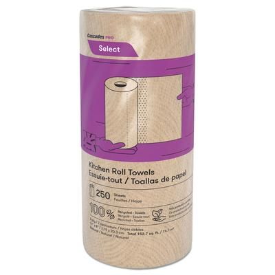Cascades K251 Select Kitchen Roll Towels, 2-Ply, 11" x 166.6 ft, Natural, 250/Roll, 12/Carton - Case of 12