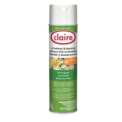 Claire 1307 Aerosol Air Freshener and Deodorizer, Lemongrass Citronella, 12 oz Aerosol Spray, 12 Cans