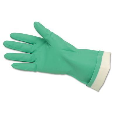 Crews 5319E Flock-Lined Nitrile Gloves, One Size, Green, 12 Pairs - 1 Dozen