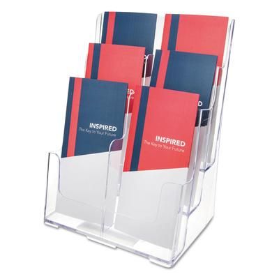 Deflecto 77401 6-Compartment DocuHolder, Leaflet Size, 9.63w x 6.25d x 12.63h, Clear DEF77401