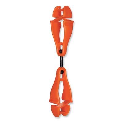 Ergodyne 19418 Squids 3420 Dual Clip Swivel Glove Clip Holder, 1 x 0.6 x 5.5, Acetal Copolymer, Orange , Ships in 1-3 Business Days EGO19418