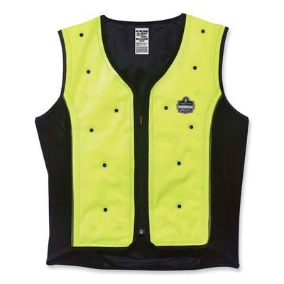 Ergodyne 12677 Chill-Its 6685 Premium Dry Evaporative Cooling Vest with Zipper, Nylon, 3X-Large, Lime, Ships in 1-3 Business Days EGO12677