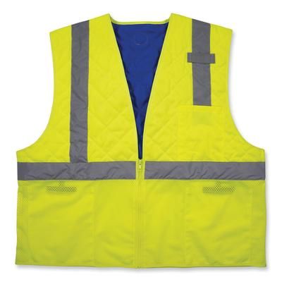Ergodyne 12714 Chill-Its 6668 Class 2 Hi-Vis Safety Cooling Vest. Polymer, Large, Lime, Ships in 1-3 Business Days