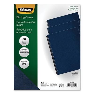 Fellowes 52145 Executive Leather-Like Presentation Cover, Navy, 11.25 x 8.75, Unpunched, 50/Pack - Pack of 50