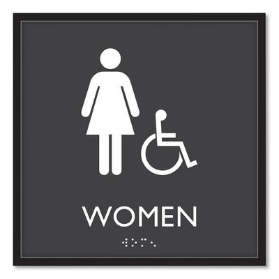 Headline® Sign 66913 ADA Sign, Women Accessible, Plastic, 8 x8, Clear/White USS66913