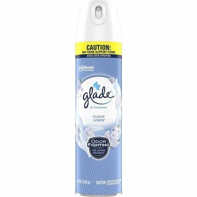 Glade 346467CT Clean Linen Air Freshener Spray, Aerosol, 8.3 fl oz (0.3 quart), Clean Linen, 6/Carton - Case of 6 SJN346467CT