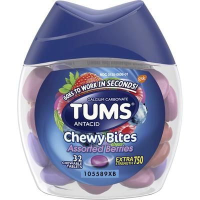 GlaxoSmithKline 49180 Chewy Bites Antacid Tablets - For Acid Indigestion, Heartburn, Sour Stomach, Upset Stomach - Berry - 1 / EachBottle GKC49180