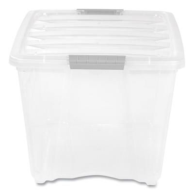 Iris 100243 Stack and Pull Latching Flat Lid Storage Box, 13.5 gal, 22" x 16.5" x 13.03", Clear IRS100243