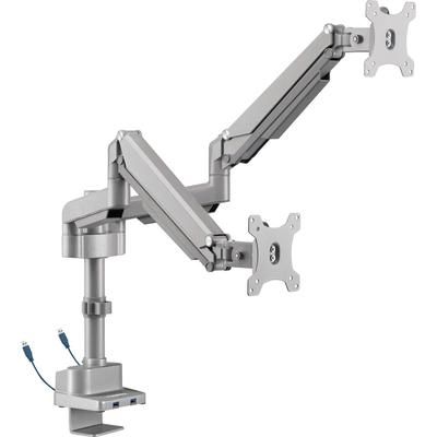 Lorell 99803 Mounting Arm for Monitor, Gray, 2 Display(s) Supported, 19.80 lb Load Capacity, 75 x 75, 100 x 100 VESA Standard LLR99803