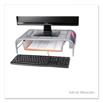 Mind Reader MMSIL Raise Metal Mesh Monitor Stand with Drawer, 20" x 12" x 5.75", Silver, Supports 25 lbs