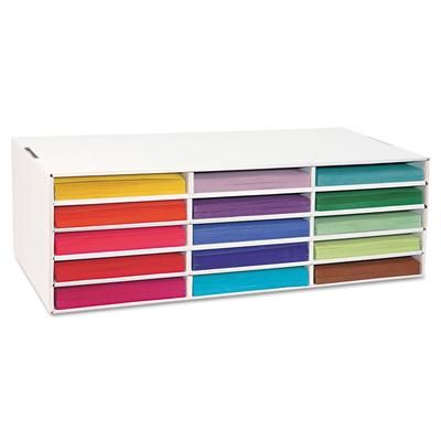 Pacon 001310 Classroom Keepers Letter-Size Construction Paper Sorter/Storage Box, 15 Sections, 29 1/4" x 12 7/8" x 9 3/8", White PAC001310