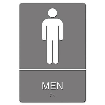 Quartet® 4817 ADA Sign, Men Restroom Symbol w/Tactile Graphic, Molded Plastic, 6 x 9, Gray USS4817