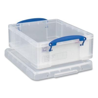 Really Useful Box® 81CPK5CB Snap-Lid Storage Bin, 2.14 gal, 11" x 14" x 5", Clear/Blue, 5/Pack - Pack of 5 RUA81CPK5CB