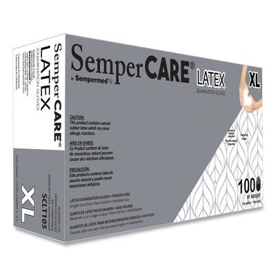 SemperCare® SCLT105BX Latex Examination Gloves, Cream, X-Large, 100/Box - Box of 100