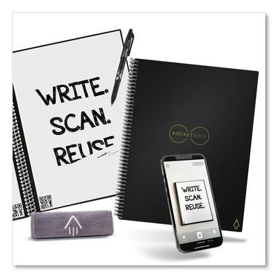 Rocketbook EVR2EKA Core Smart Notebook, Wide/Legal Rule, Black Cover, (18) 8.8 x 6 Sheets RKBEVR2EKA