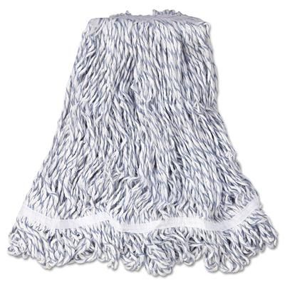 Rubbermaid FGA41206WH00 Web Foot Finish Mop, White, Med, Cotton/Synthetic, 1". White Headband, 6/Carton - Case of 6