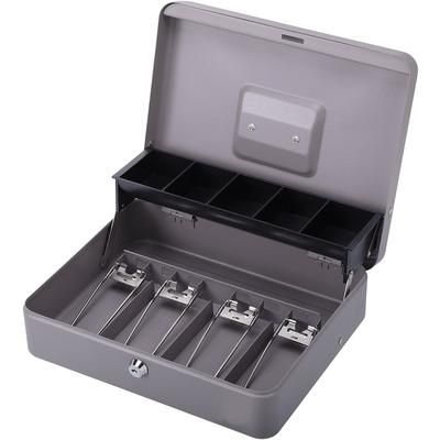 Sparco 15507 Cash Box, 5 Compartments, 11-3/8 x7-1/2 x3-3/8 , Gray SPR15507