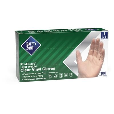 The Safety Zone GVP9MDHHCT Powder Free Clear Vinyl Gloves - Medium Size - Clear - 1000 / Carton - 9.25" Glove Length - Case of 1,000